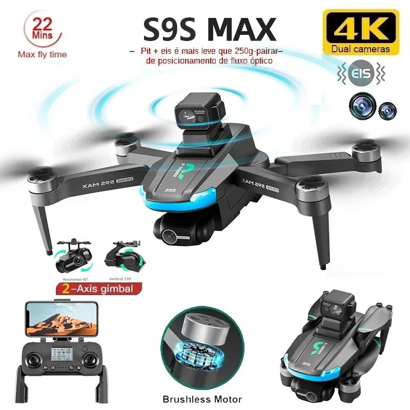 Novo s9s max mini drone 4k 2 e - Drone Cinematic avaliação e preço